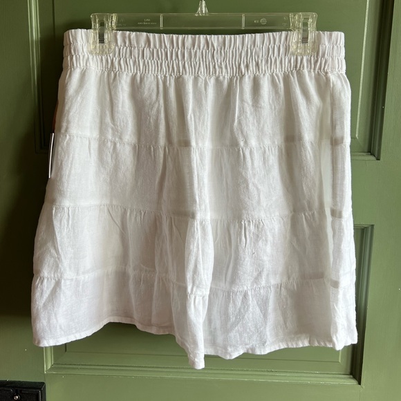 House of Harlow 1960 Cream Linen Tiered Skirt Skort - Picture 3 of 7